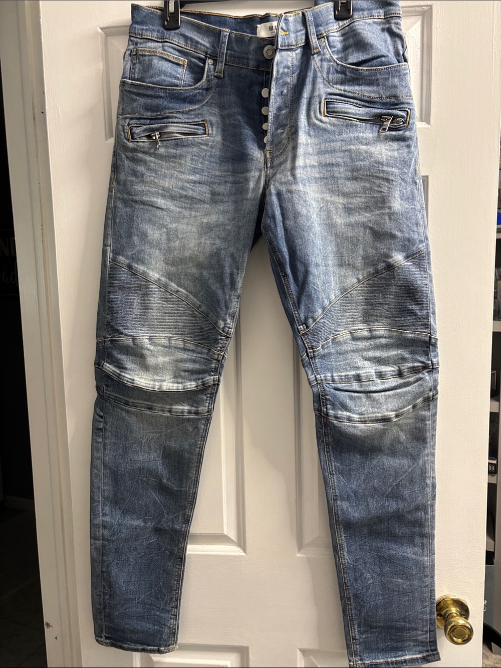Hudson Biker V2 Skinny Biker Jeans Men’s Size 38 Moto Distressed Denim